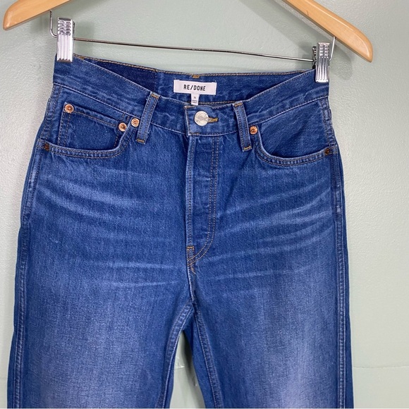 Re/Done 90s High Rise Loose Denim Destroyed‎ Broken Blue Jeans Sz 26 - Picture 3 of 9